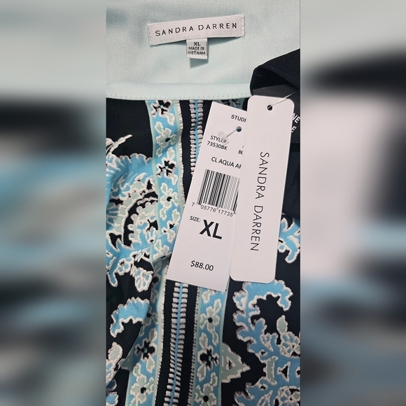 NWT Sandra Darren Black/aqua Romantic Dress Size XL - Picture 8 of 8
